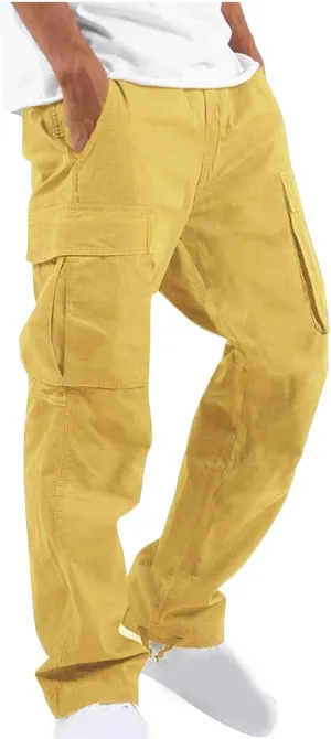 Muscularfit Sweatpants for Men Causal Cotton Multi Pockets Cargo Pants 2023 Baggy Joggers Athletic Pants Loose Fit Sweatpants