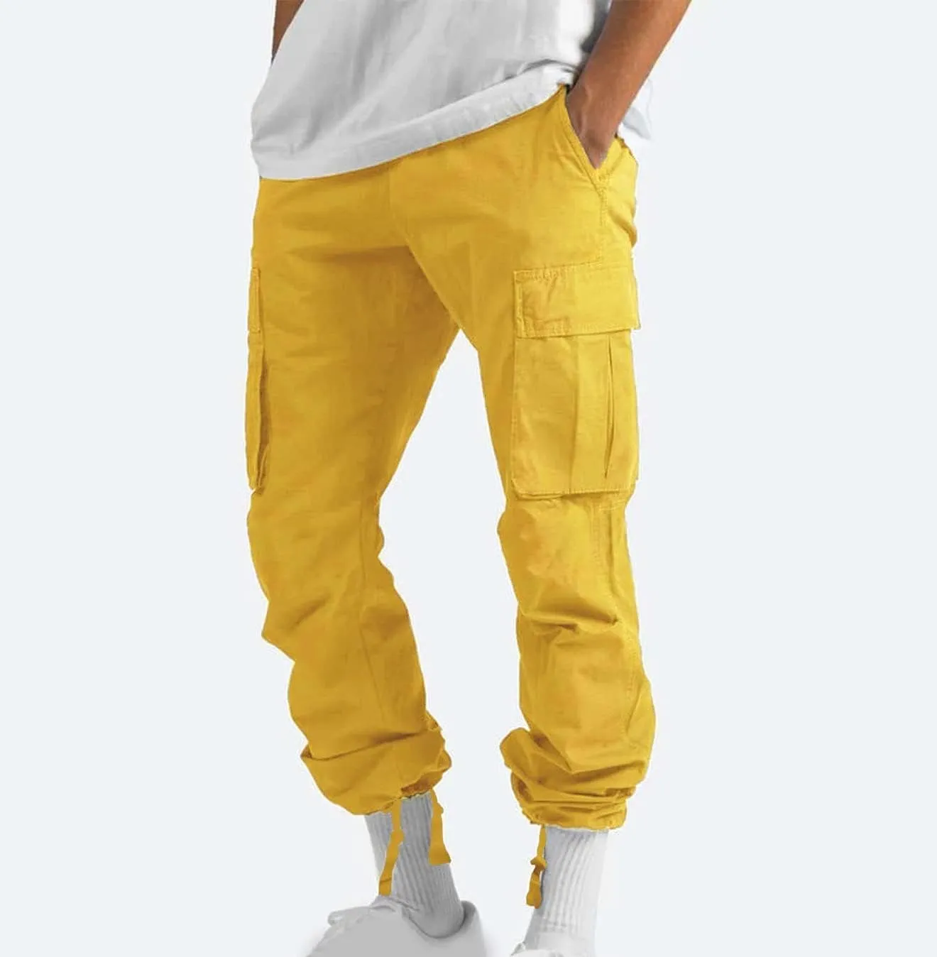 Muscularfit Sweatpants for Men Causal Cotton Multi Pockets Cargo Pants 2023 Baggy Joggers Athletic Pants Loose Fit Sweatpants