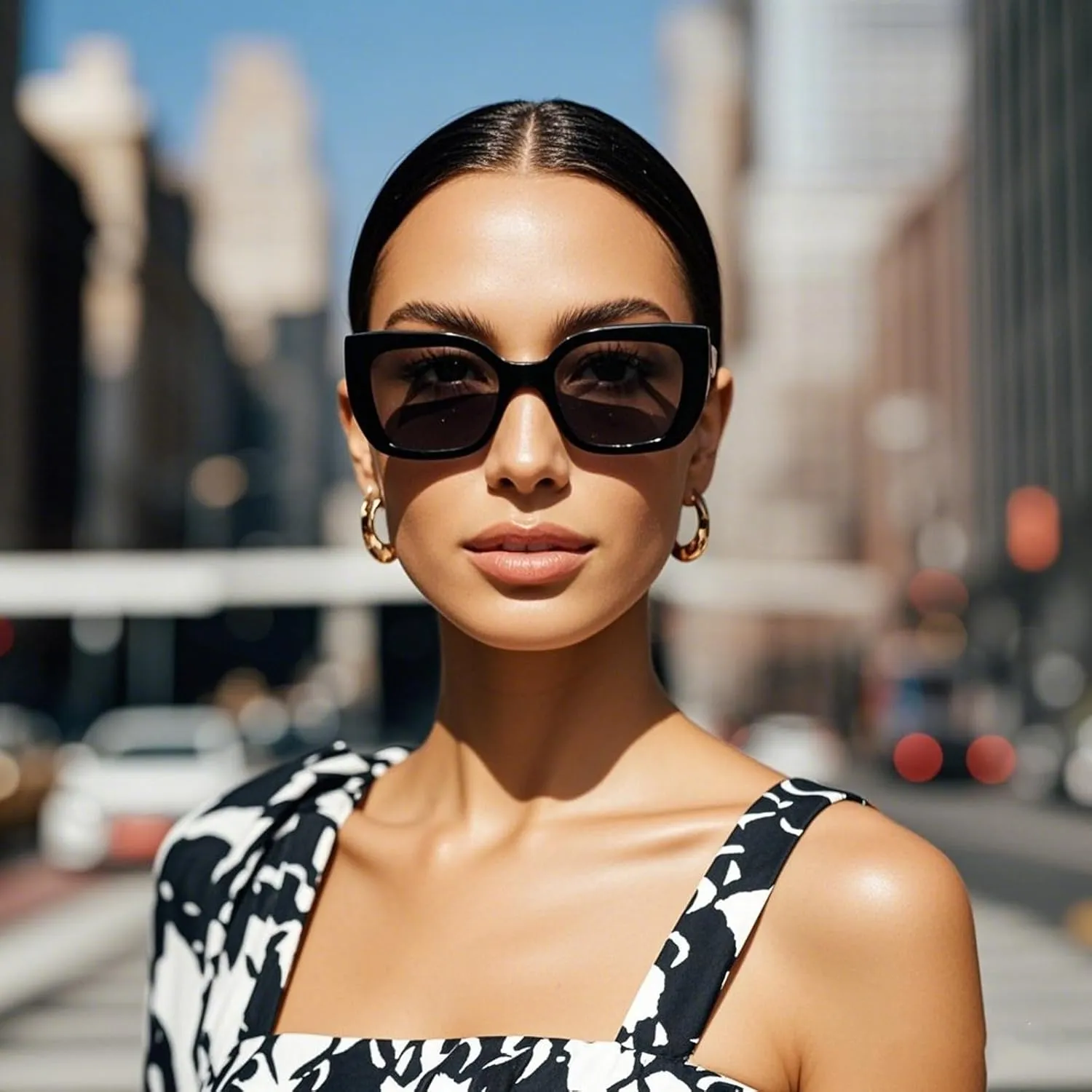OPTOFENDY Oversized Cat Eye Sunglasses for Women, Trendy Square Sun Glasses Shades UV Protection, OP2238