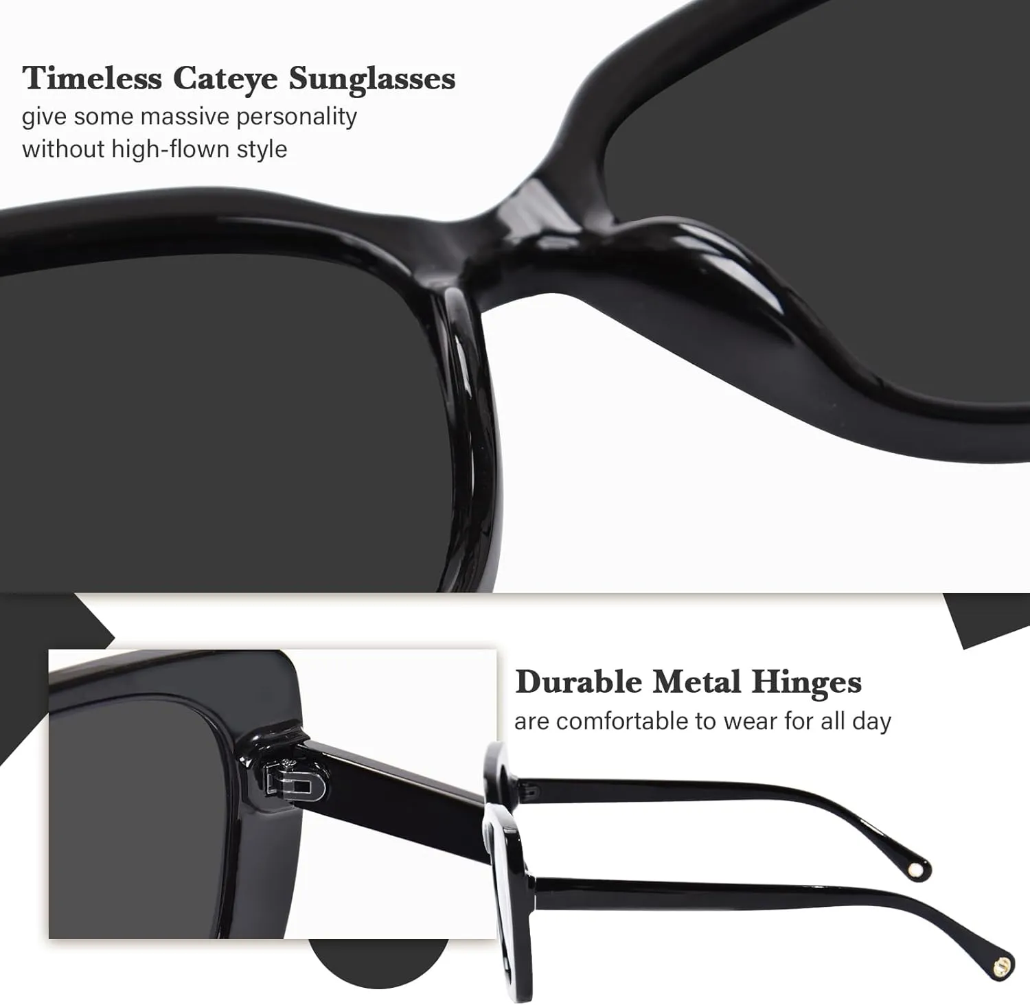 OPTOFENDY Oversized Cat Eye Sunglasses for Women, Trendy Square Sun Glasses Shades UV Protection, OP2238
