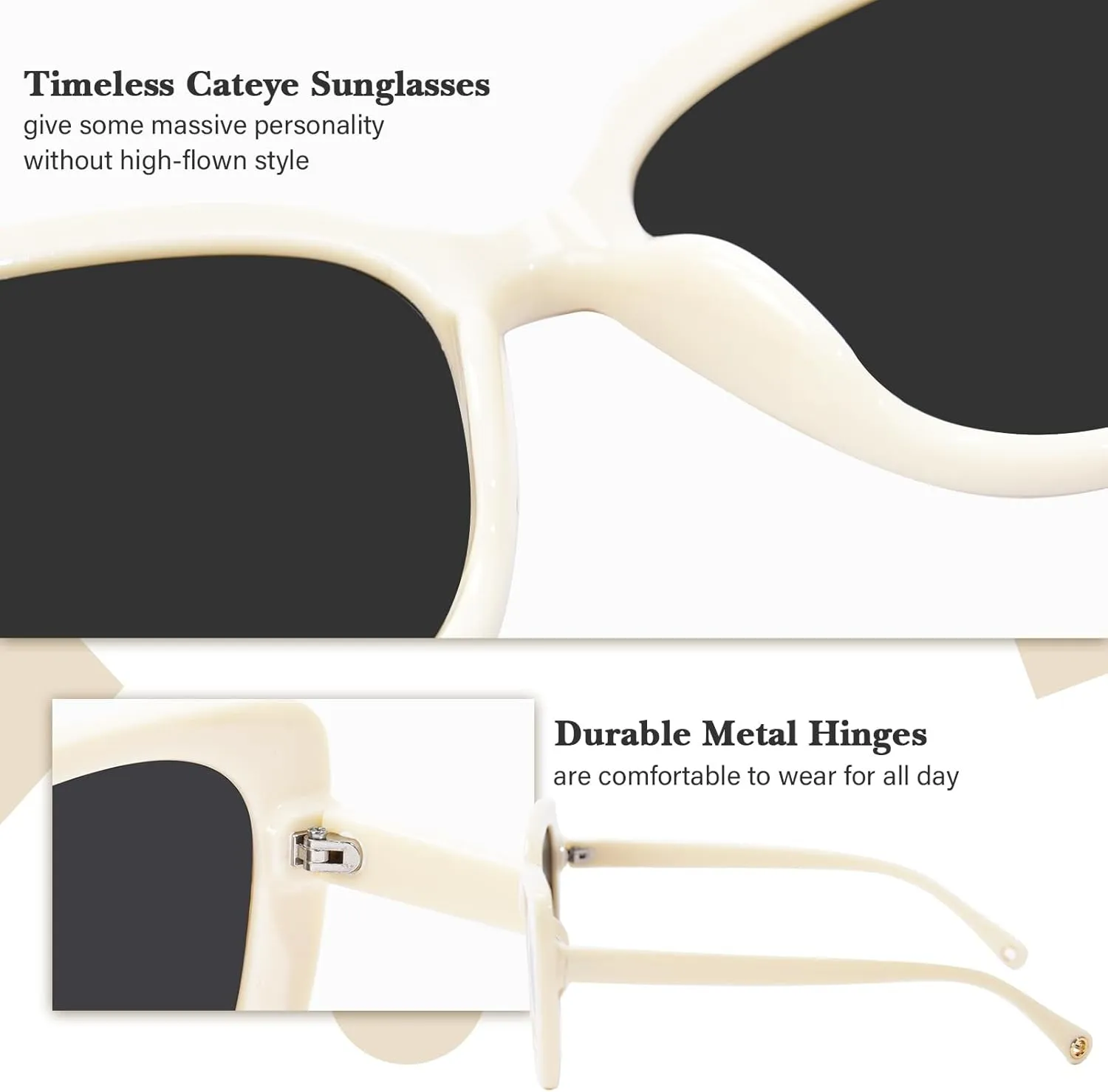 OPTOFENDY Oversized Cat Eye Sunglasses for Women, Trendy Square Sun Glasses Shades UV Protection, OP2238