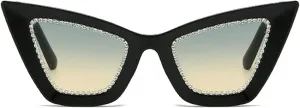 Oversized Cat Eye Rhinestone Sunglasses Vintage Diamond Eyewear Bling Sunglasses for Women Girls Party