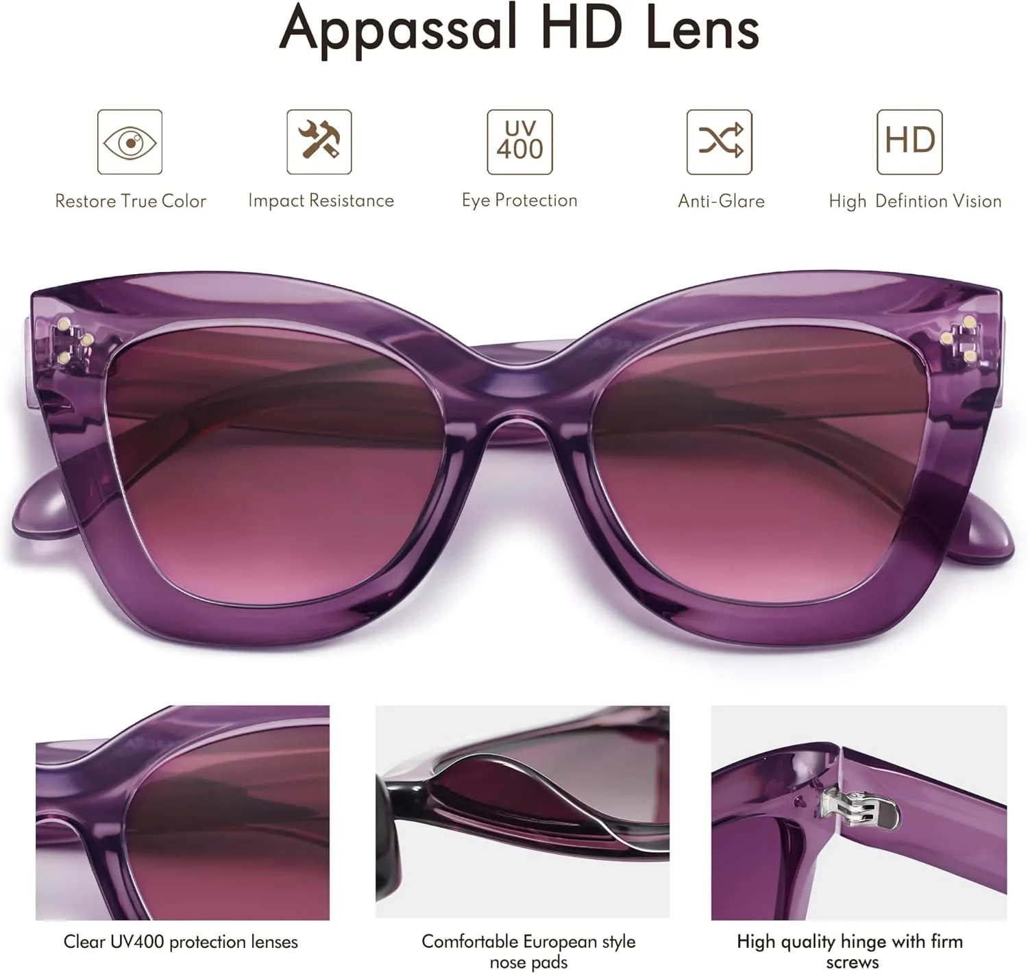 Oversized Cat Eye Sunglasses for Women Retro Square Cateye Style Sunnies AP3660