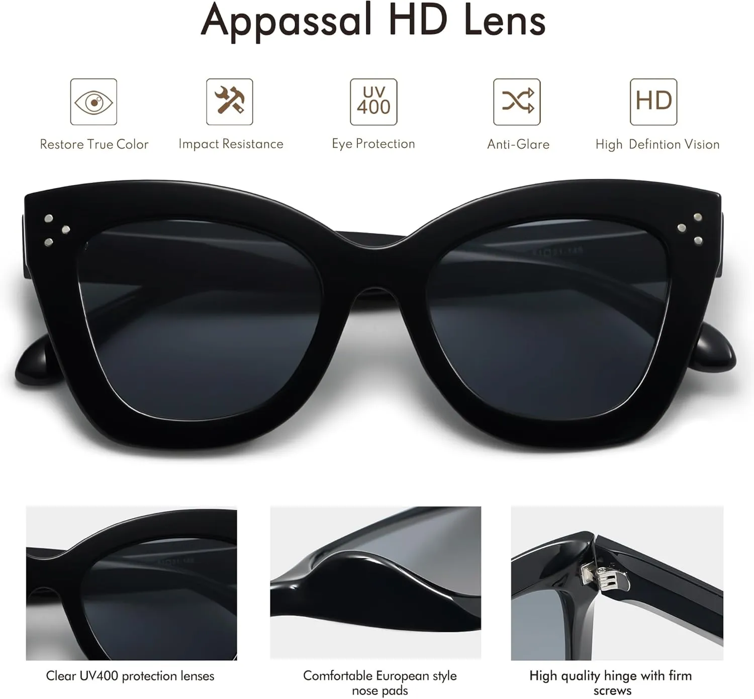 Oversized Cat Eye Sunglasses for Women Retro Square Cateye Style Sunnies AP3660