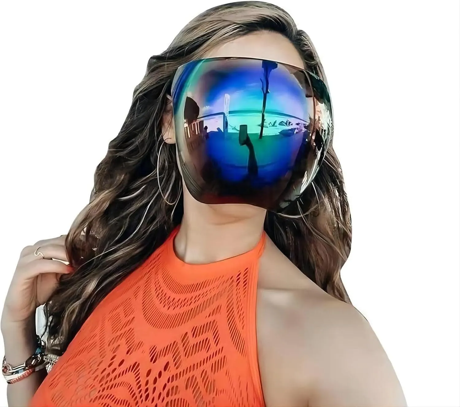 Oversized Full Face Sunglasses - Fashionable Sun Protection Polarized Face Shield,Beach, Outdoor Activities