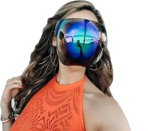 Oversized Full Face Sunglasses - Fashionable Sun Protection Polarized Face Shield,Beach, Outdoor Activities