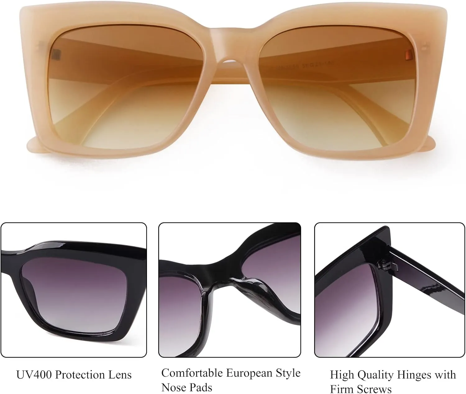 Oversized Luxury Cat Eye Sunglasses for Women Men Trendy Retro Sun Glasses UV Protection Shades