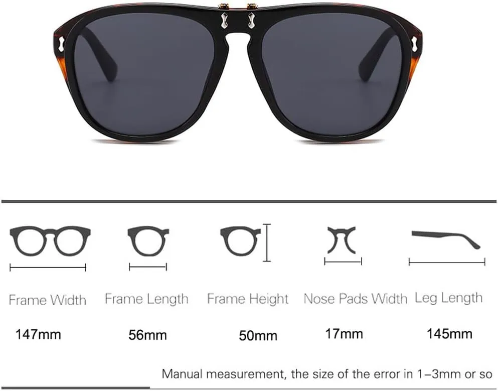 Oversized Sunglasses Women Personality Flip Up Grey Sunglasses Men Double Unisex Goggles Eyeglasses UV400