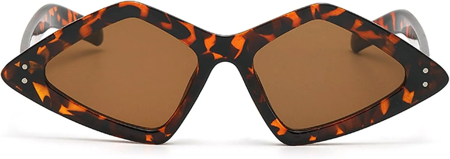 Oversized Vintage Cat Eye Sunglasses Women Fashion Irregular Shades Eyewear Trendy Luxury Polygonal Sun Glasses