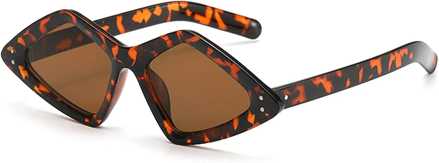 Oversized Vintage Cat Eye Sunglasses Women Fashion Irregular Shades Eyewear Trendy Luxury Polygonal Sun Glasses