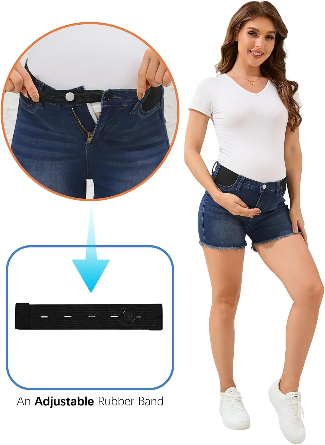 PACBREEZE Women's Maternity Mid-Rise Stretch Denim Shorts Trendy Soft Frayed Hem Pregnancy Shorts, S-XXL