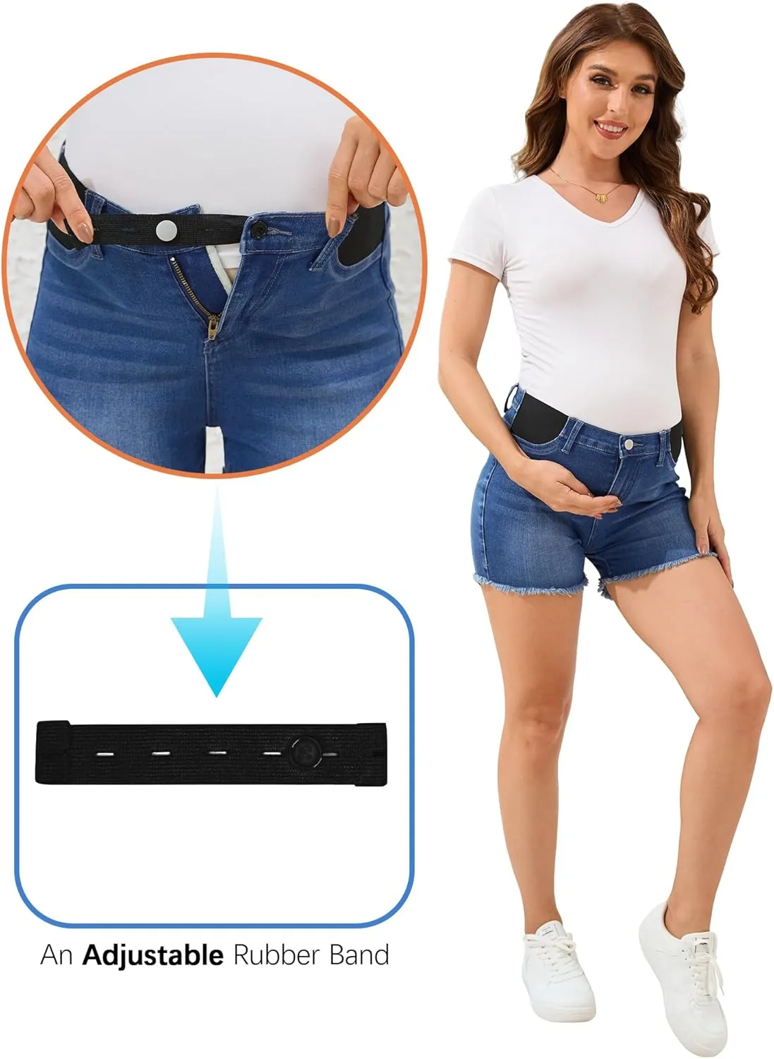PACBREEZE Women's Maternity Mid-Rise Stretch Denim Shorts Trendy Soft Frayed Hem Pregnancy Shorts, S-XXL