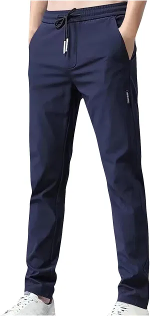 Pants for Men Lightweight Casual Elastic Waist Drawstring Tapered Pants Summer Slim Fit Soft Breathable Sweatpants