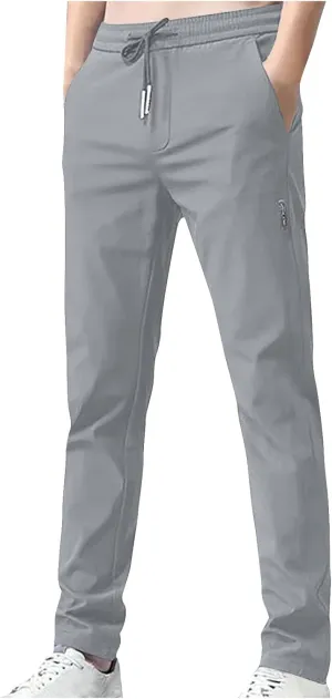 Pants for Men Lightweight Casual Elastic Waist Drawstring Tapered Pants Summer Slim Fit Soft Breathable Sweatpants