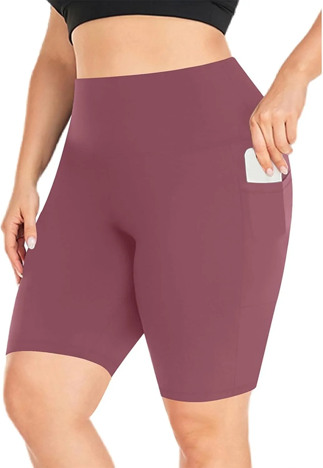 Plus Size Biker Shorts with Pockets for Women-High Waisted Athletic Leggings Bike Shorts for Yoga Workout