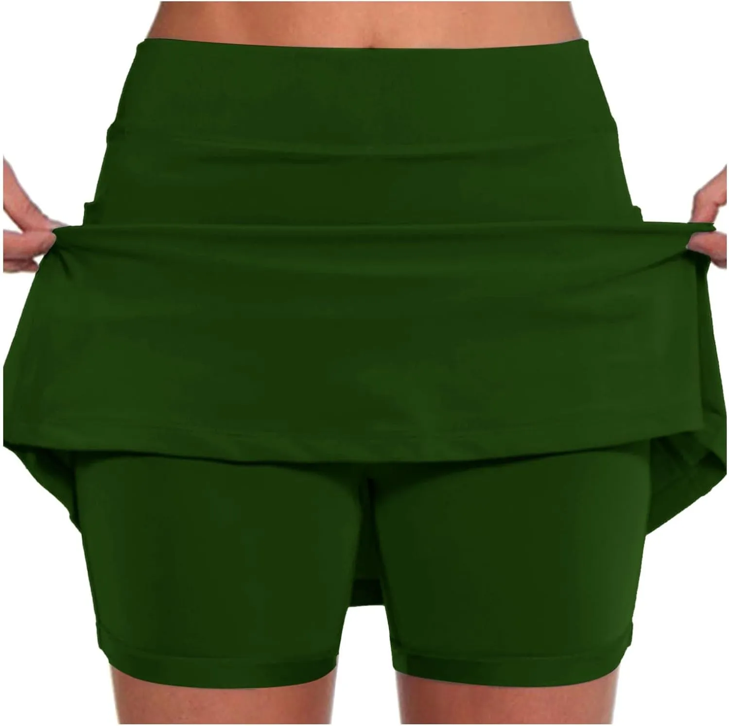Plus Size Swim Skirt Womens Casual Solid Tennis Pocket Skirt Yoga Sport Active Skirt Shorts Skirt Costume Skater