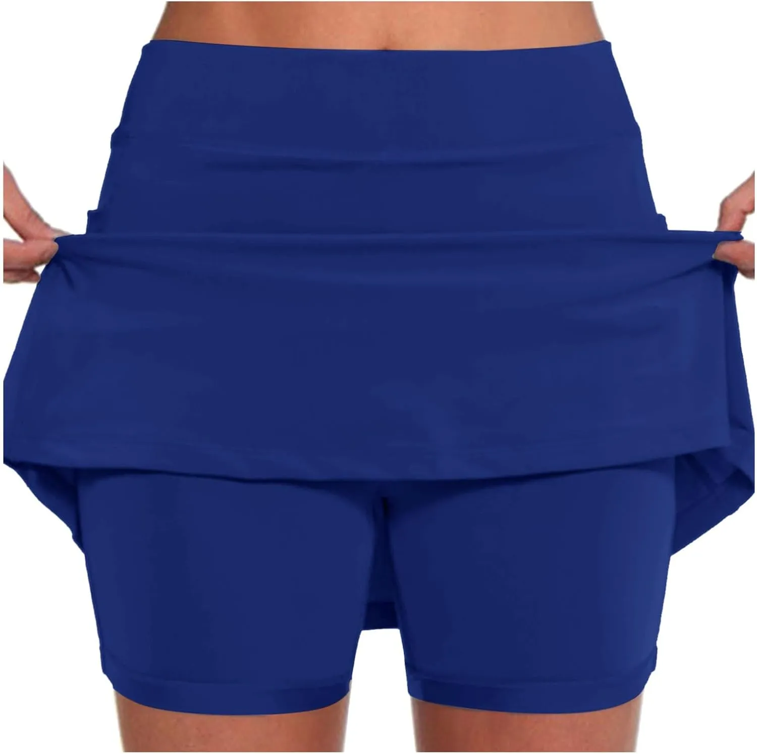 Plus Size Swim Skirt Womens Casual Solid Tennis Pocket Skirt Yoga Sport Active Skirt Shorts Skirt Costume Skater