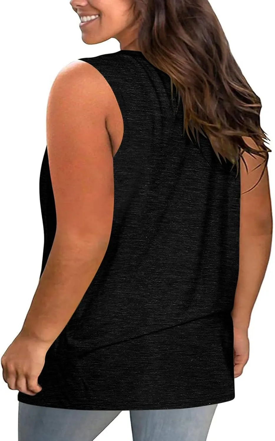 Plus Size Tank Tops for Women Criss Cross V Neck Sleeveless T-Shirts Business Casual Tunic Blouse Oversized Clothes