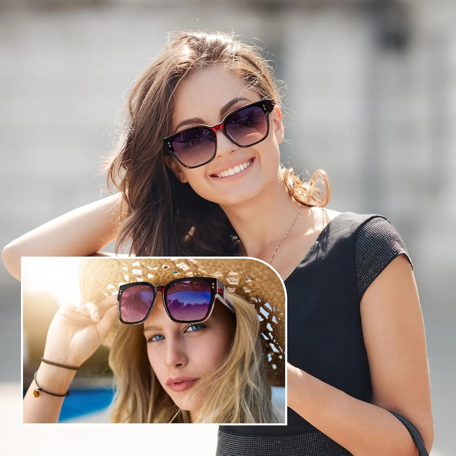 Polarized Fit Over Glasses Sunglasses for Women Men, Square Oversized Lightweight Shades for Driving Riding