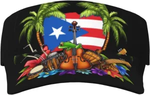 Puerto Rico Flag Sun Visors Hat Golf Tennis Visor for Women Men - Summer Wide Brim Ponytail Beach Hats Packable