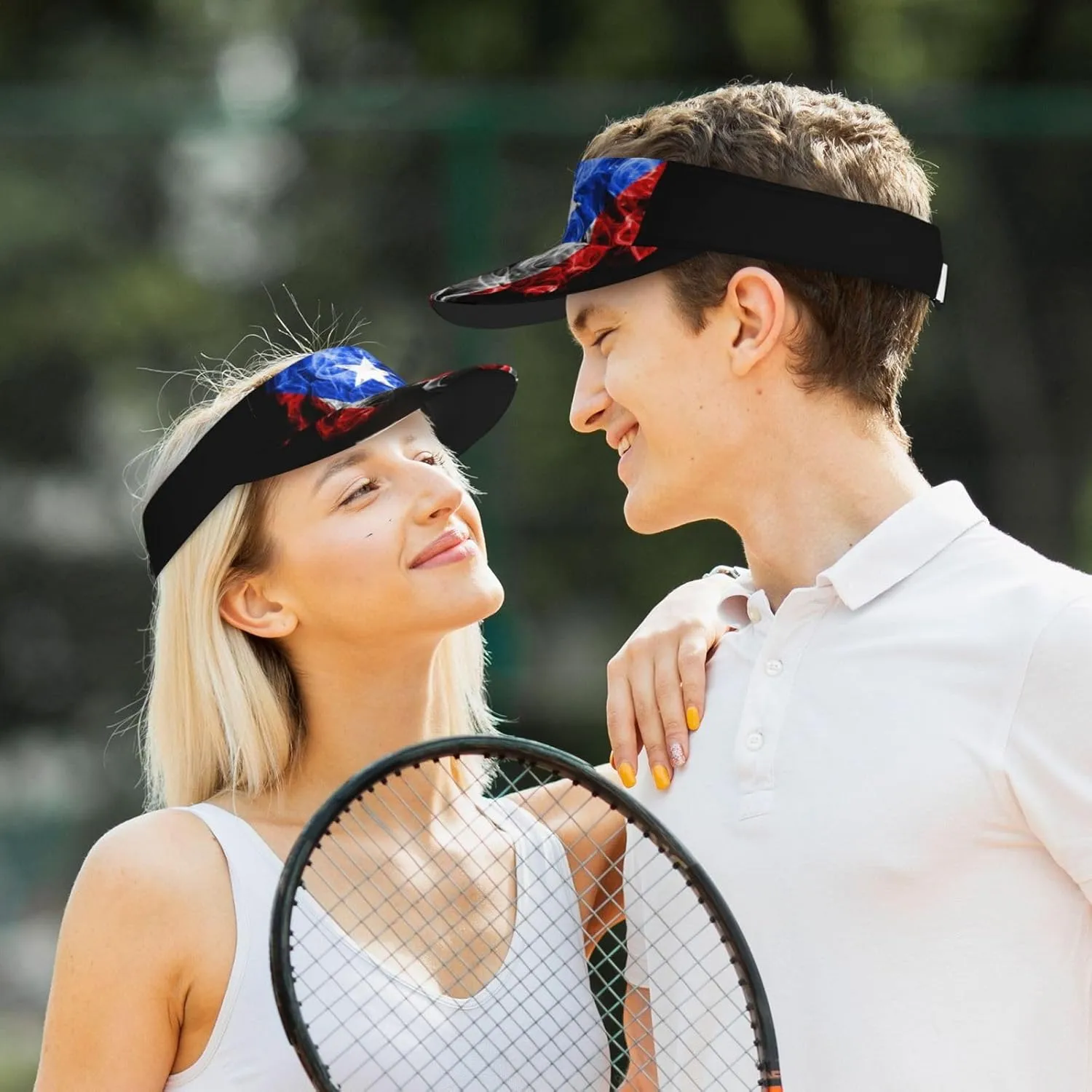 Puerto Rico Flag Sun Visors Hat Golf Tennis Visor for Women Men - Summer Wide Brim Ponytail Beach Hats Packable
