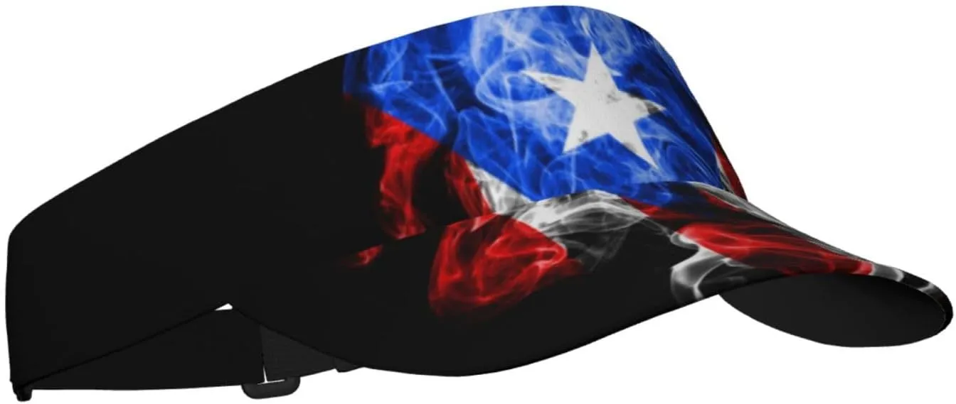 Puerto Rico Flag Sun Visors Hat Golf Tennis Visor for Women Men - Summer Wide Brim Ponytail Beach Hats Packable