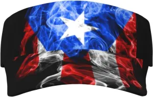 Puerto Rico Flag Sun Visors Hat Golf Tennis Visor for Women Men - Summer Wide Brim Ponytail Beach Hats Packable