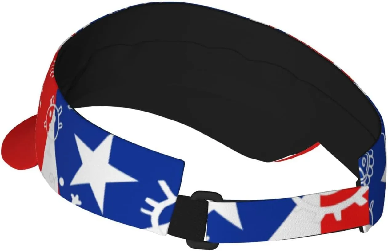 Puerto Rico Flag Sun Visors Hat Golf Tennis Visor for Women Men - Summer Wide Brim Ponytail Beach Hats Packable