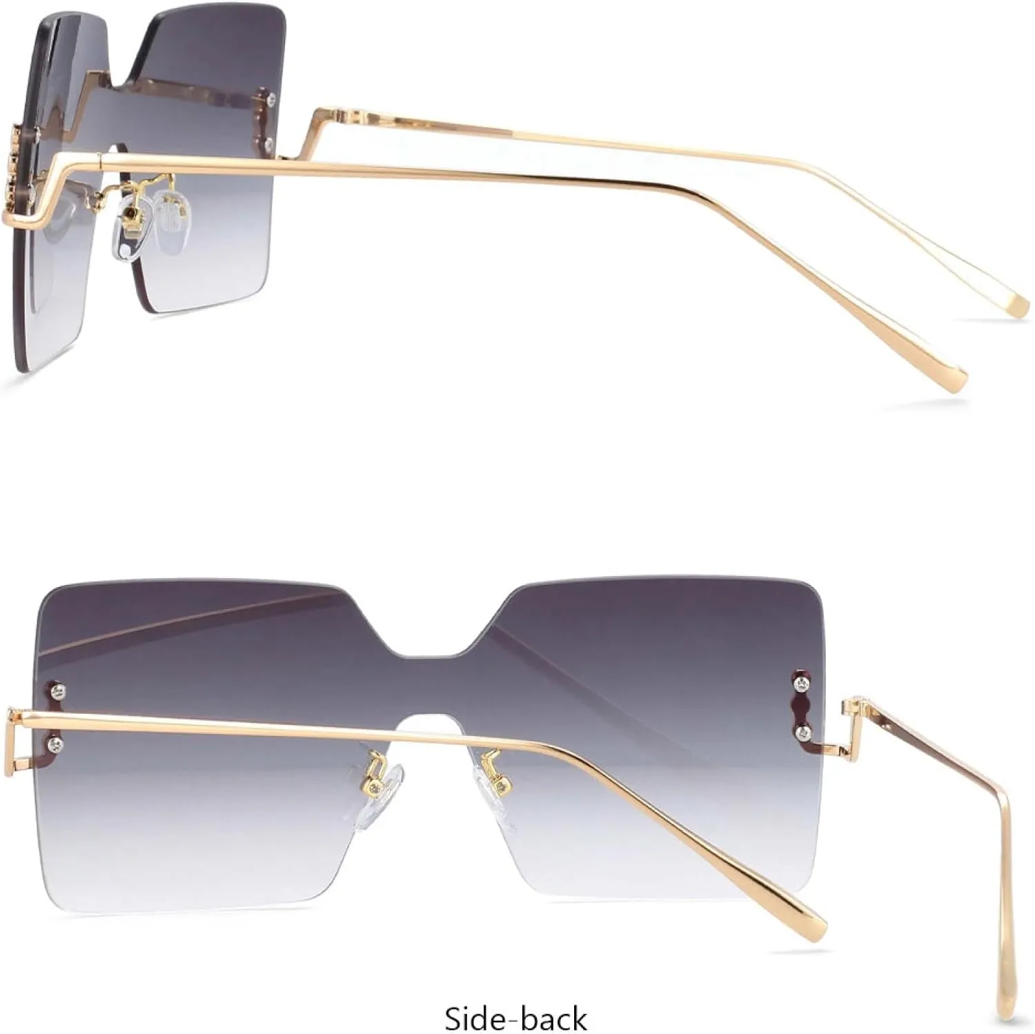 Rimless Oversized Sunglasses Luxury Fashion Women Uv400 Vintage