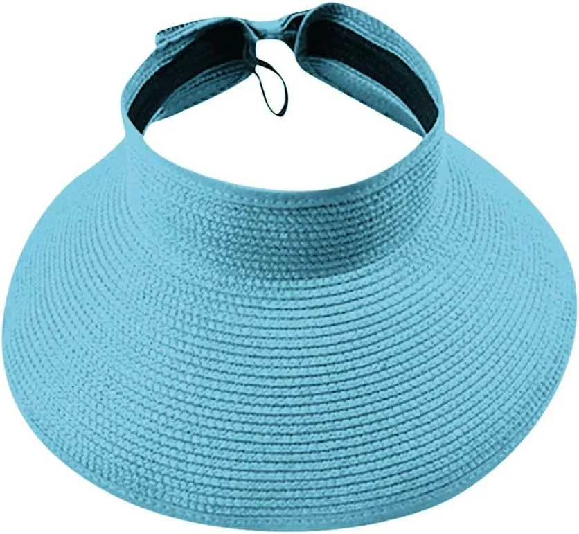 Roll-up Sun Visors for Women Wide Brim Stra Hat Visor Hats Foldable Sun Hat Beach Hat