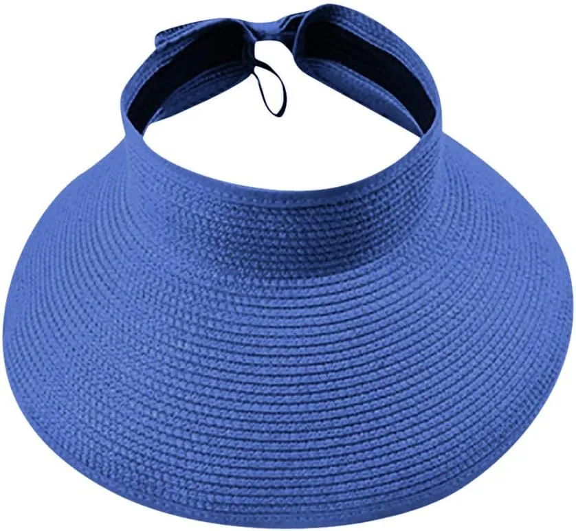 Roll-up Sun Visors for Women Wide Brim Stra Hat Visor Hats Foldable Sun Hat Beach Hat