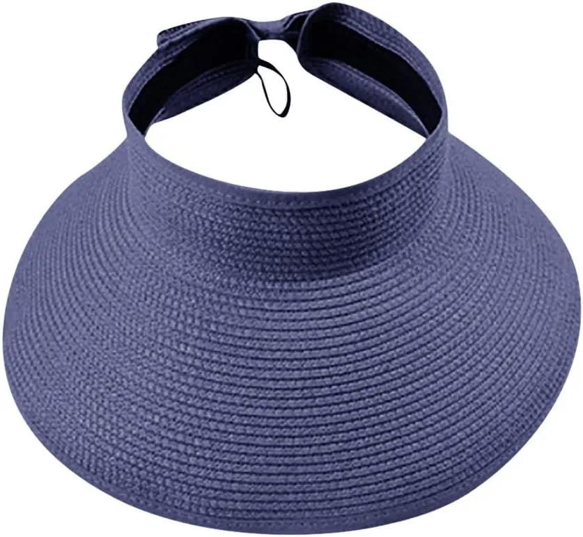 Roll-up Sun Visors for Women Wide Brim Stra Hat Visor Hats Foldable Sun Hat Beach Hat