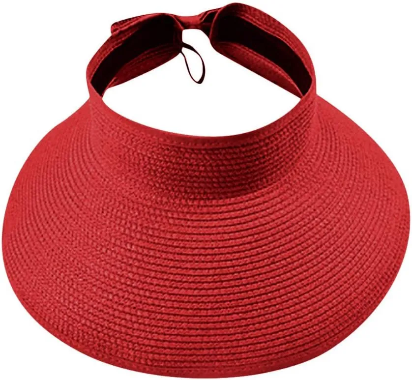 Roll-up Sun Visors for Women Wide Brim Stra Hat Visor Hats Foldable Sun Hat Beach Hat