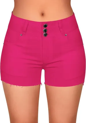 roswear Women's Summer High Waisted Jean Shorts Butt Lifting Stretchy Denim Cut Off Shorts