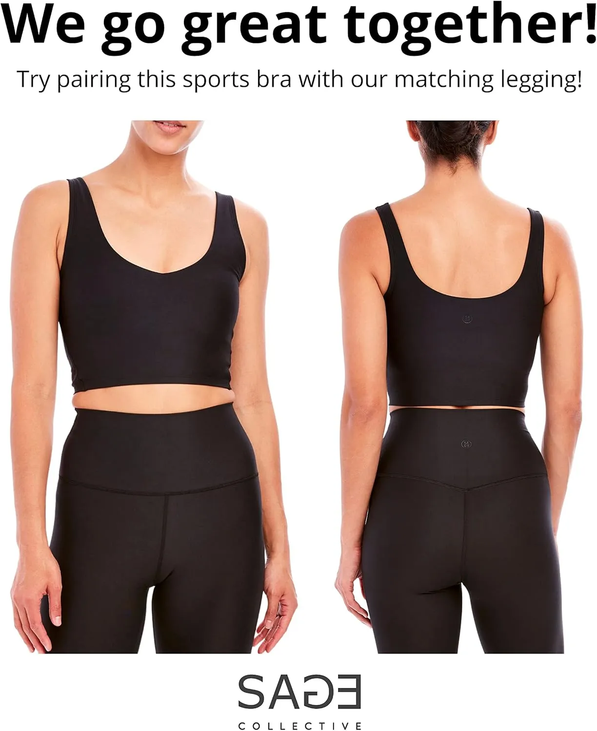 Sage Collective Women's Sports Bra – Wirefree, Removable Pads, Yoga, Pilates, Running, Workouts, Cycling, Casual Wear