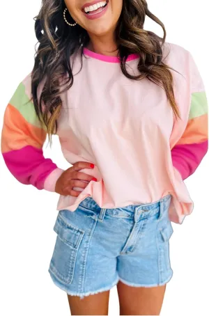 SELINK Womens Long Sleeve T Shirts Loose Fit Casual Fall Tops Trendy Colorblock Oversized Tshirts
