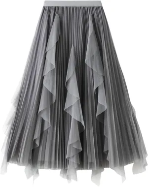 Skirt for Women Elastic Waist Tiered Maxi Skirt A-Line High Waist Long Skirt Bohemian Print Casual Beach Outfits