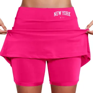 Skorts for Women with Pocket Casual Plus Size Tummy Control Tennis Skirts with Shorts Underneath High Waist Golf Skirt