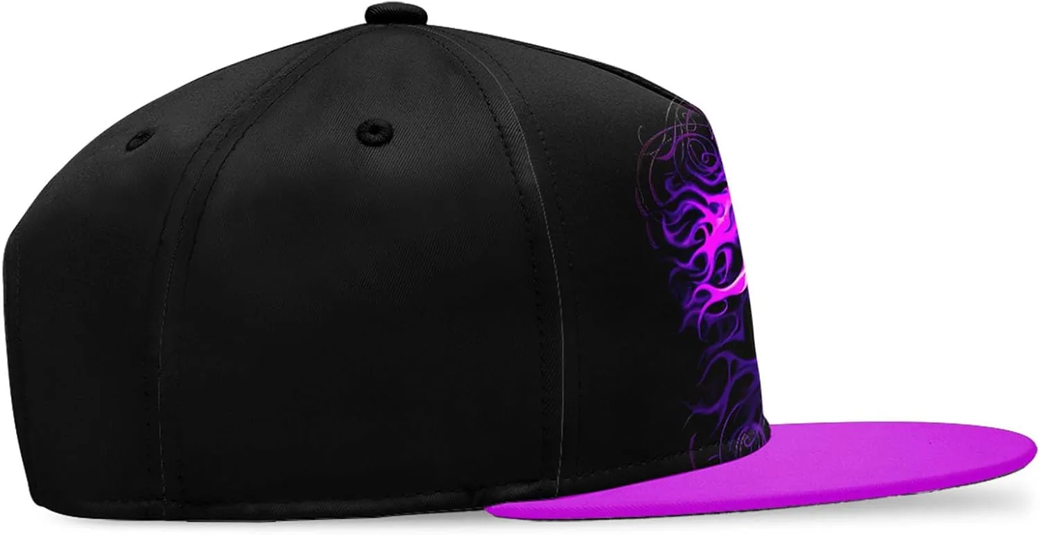 Skull Rose Snapback Trucker Hat for Men & Women, Unisex Adjustable Baseball Cap Flat Bill Dad Hats