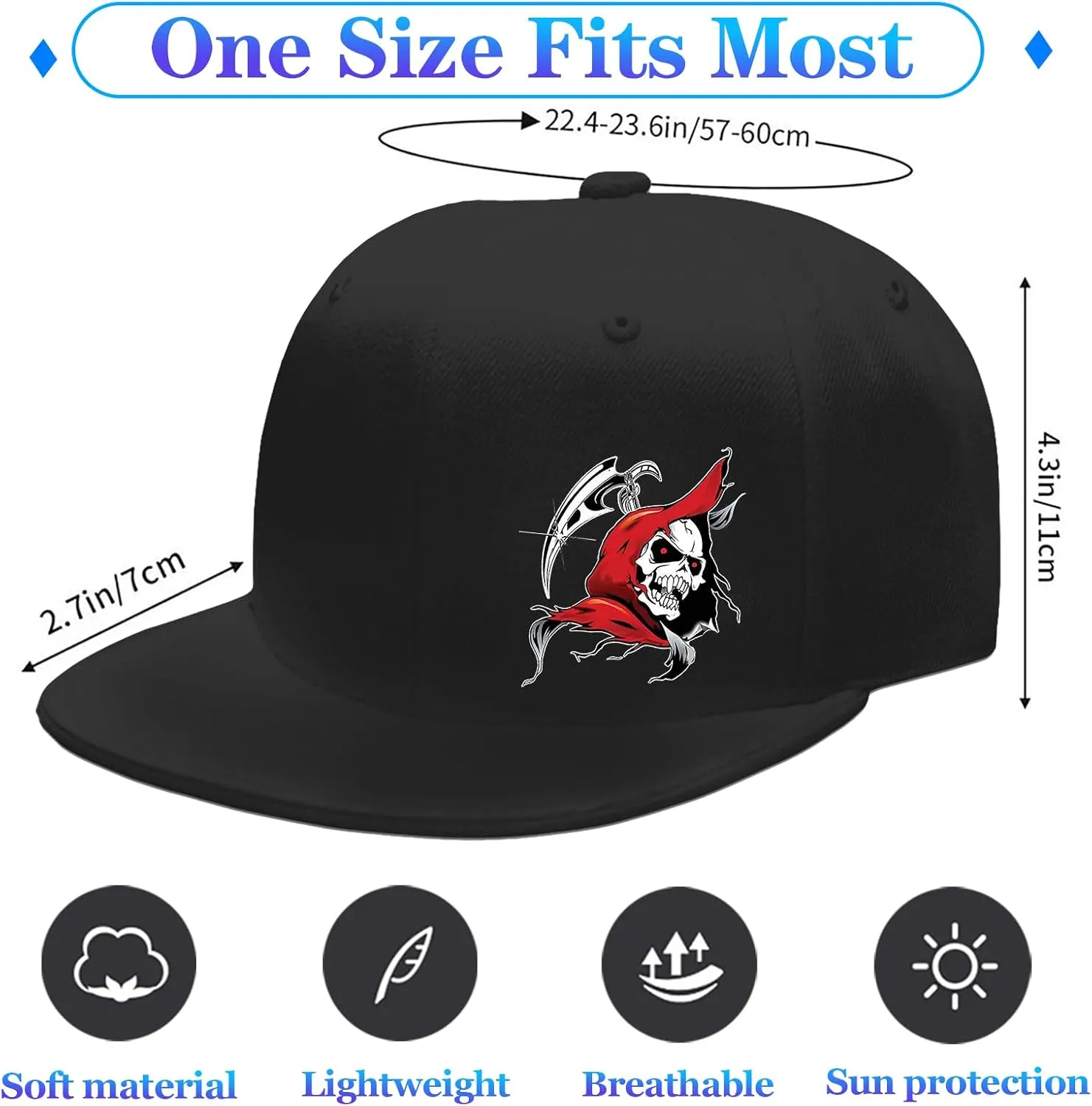 Snapback Hats for Men Flat Bill Brim Hats Fitted Black Baseball Cap for Men Cool Hip Hop Hat Mens Trucker Cap