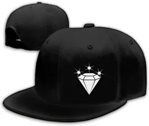 Snapback Hats for Men Flat Bill Brim Hats for Women Fitted Hat Skull Hats Cool Adults Baseball Cap Black Rock N Roll Caps