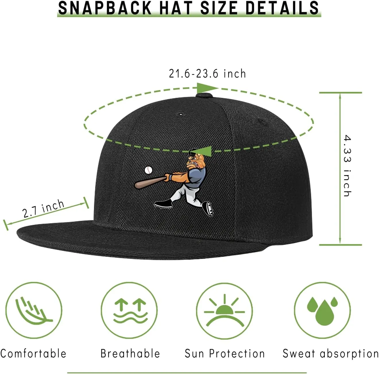 Snapback Hats for Men Flat Bill Brim Hats for Women Fitted Hat Skull Hats Cool Adults Baseball Cap Black Rock N Roll Caps