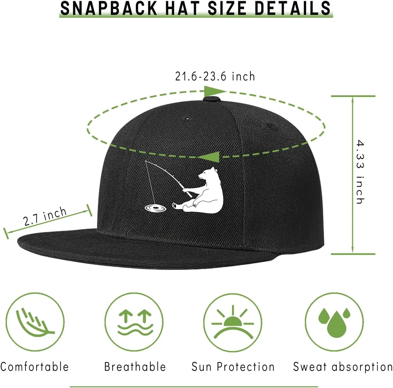 Snapback Hats for Men Flat Bill Brim Hats for Women Fitted Hat Skull Hats Cool Adults Baseball Cap Black Rock N Roll Caps