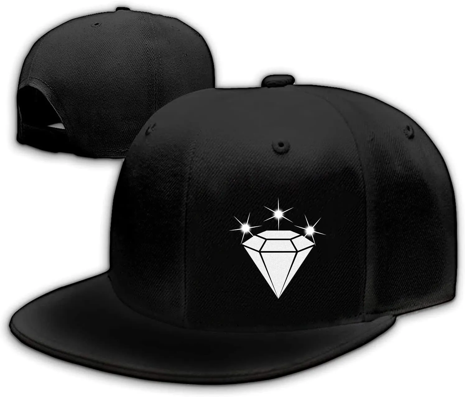 Snapback Hats for Men Flat Bill Brim Hats for Women Fitted Hat Skull Hats Cool Adults Baseball Cap Black Rock N Roll Caps