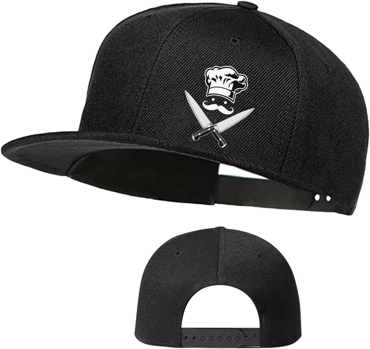 Snapback Hats for Men Flat Bill Brim Hats for Women Fitted Hat Skull Hats Cool Adults Baseball Cap Black Rock N Roll Caps