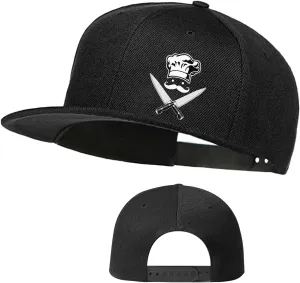Snapback Hats for Men Flat Bill Brim Hats for Women Fitted Hat Skull Hats Cool Adults Baseball Cap Black Rock N Roll Caps