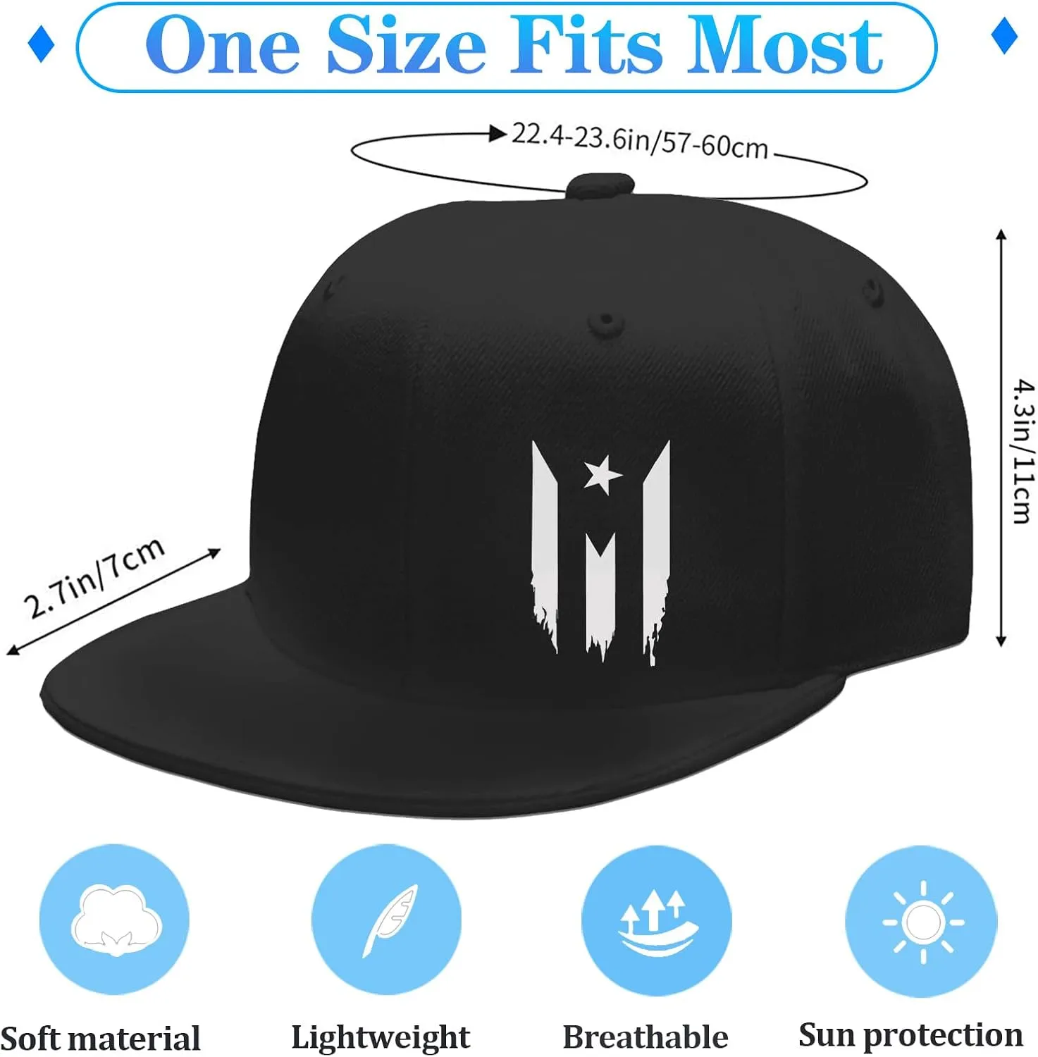 Snapback Hats for Men Flat Bill Brim Hats Skeleton Skull Hat Fitted Hat Adjustable Baseball Hat Black Cool Hat Men