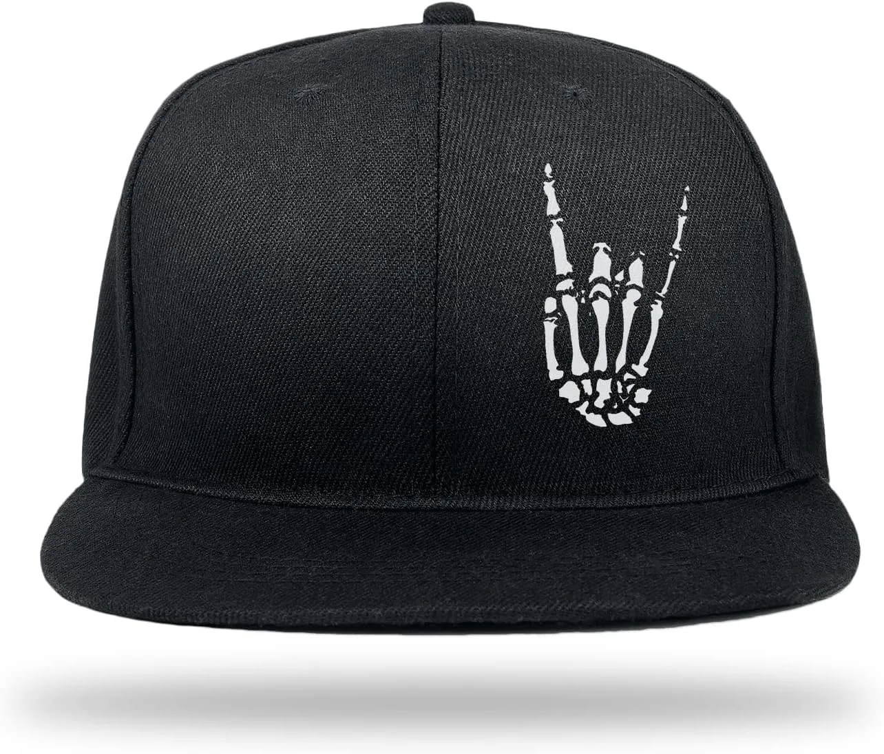 Snapback Hats for Mens Skull Hat Flat Bill Gorras Planas para Hombres Black Snap Backpack Brim Baseball Cap
