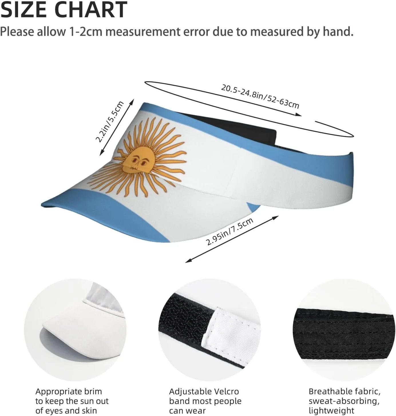 South Africa Flag Sun Visors Hat Golf Tennis Visor for Women Men - Summer Wide Brim Ponytail Beach Hats Adjustable