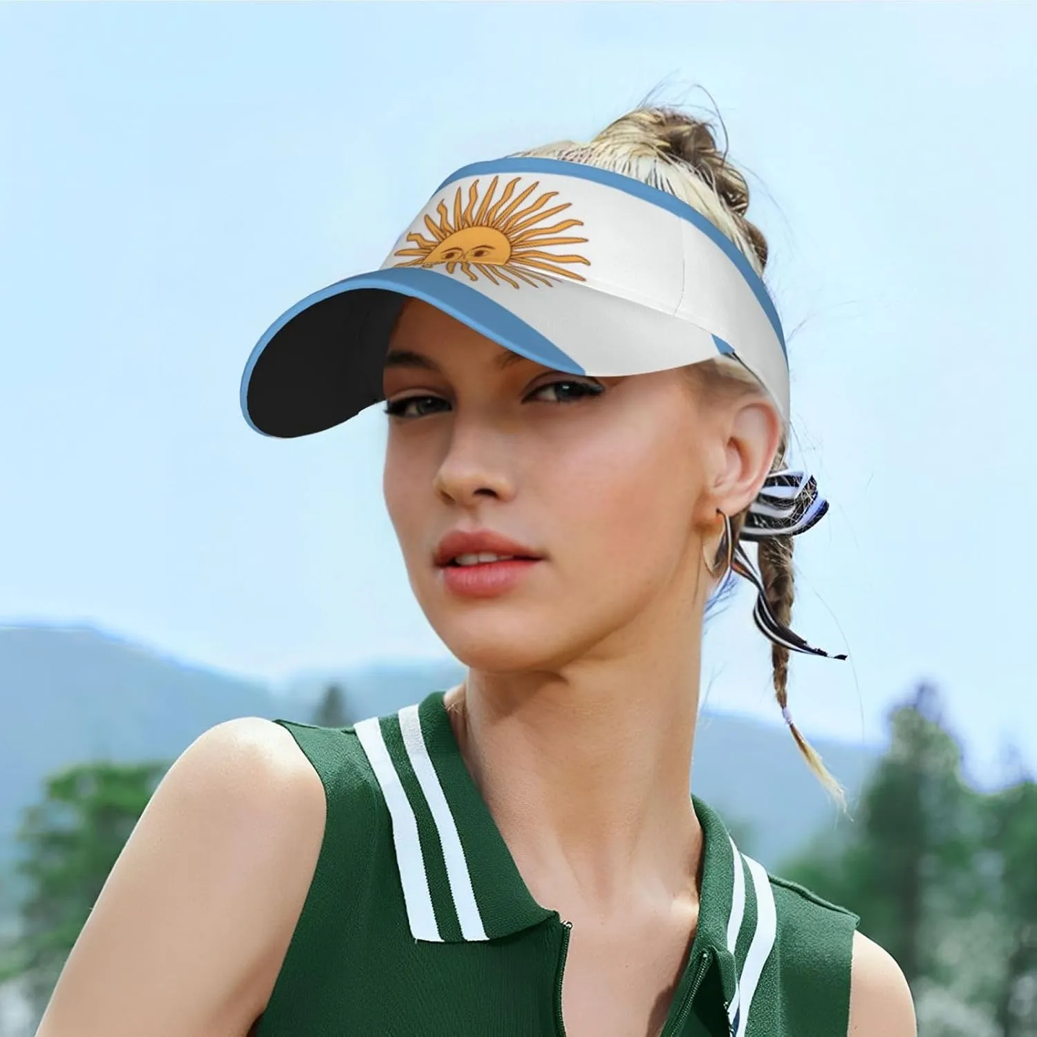 South Africa Flag Sun Visors Hat Golf Tennis Visor for Women Men - Summer Wide Brim Ponytail Beach Hats Adjustable